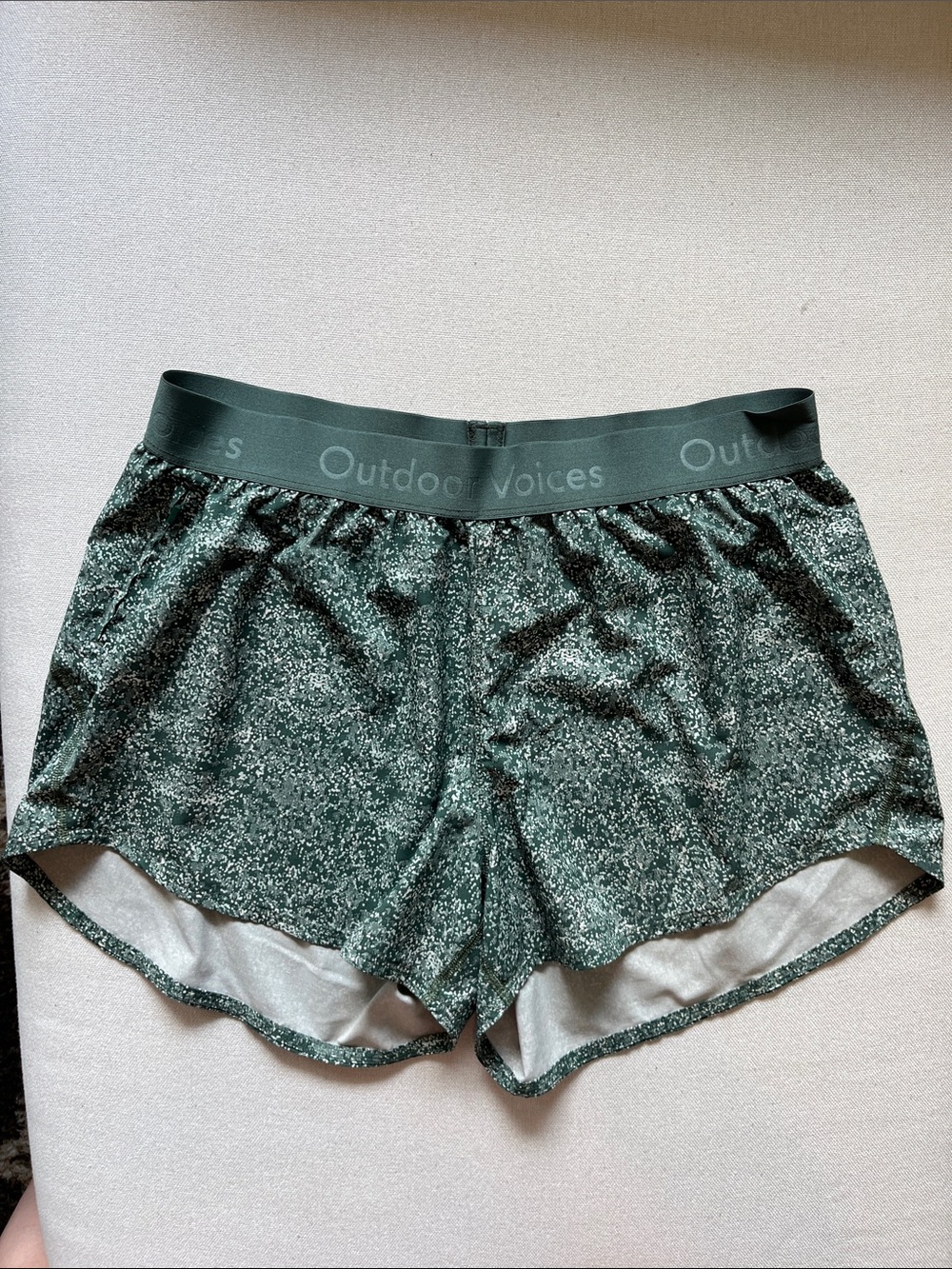 Outdoor Voices Green Speckled Relay Run Shorts